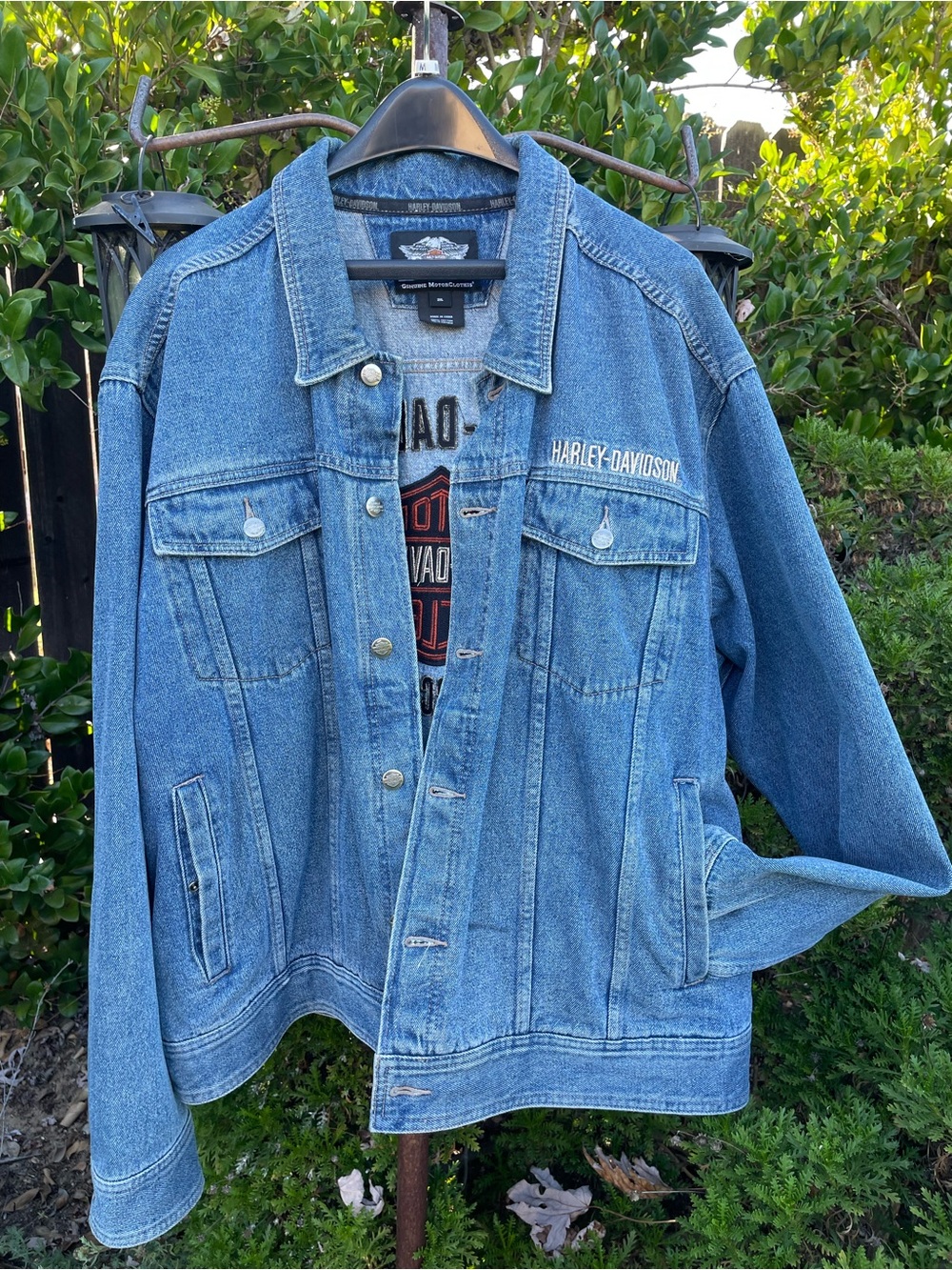 Harley-Davidson MotorClothes 2XL Denim Jean Jacket Bar & Shield Embroidered